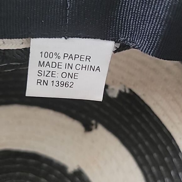 Sunny Cream and Black Stripe Floppy Hat Sz Onesize - Picture 8 of 8